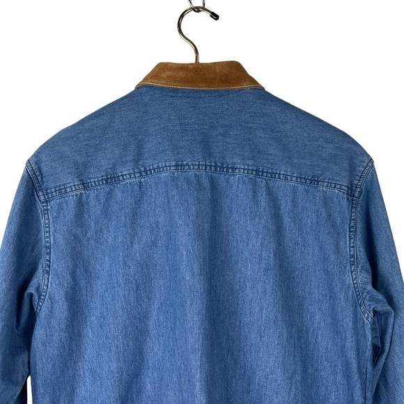 VINTAGE HGNY JEANS LEATHER TRIM DENIM BUTTON DOWN SHIRT - Picture 8 of 13